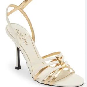 Rockstud Two-Tone Ankle Strap Sandal (Women)